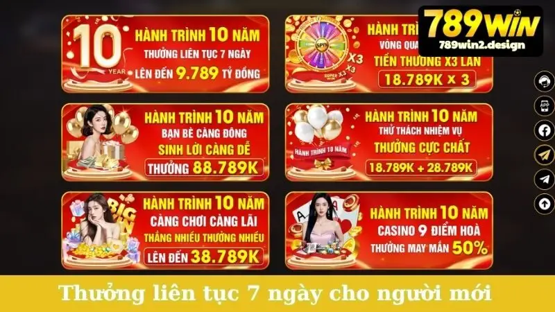 Khuyến Mãi 789Win Thưởng liên tục 7 ngày cho người mới